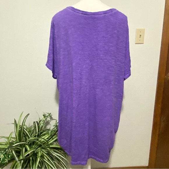 Lane Bryant, Plus Size 26/28 Ruch V-Neck 100% Cotton Purple Blouse - Picture 8 of 8